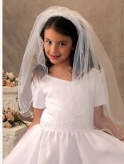 First Communion Headband Veil with Pearls