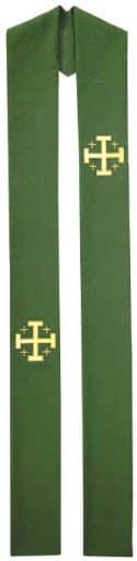 Jerusalem Cross Green Clergy Overlay Stole