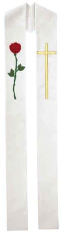 Pro Life Rose and Cross Clergy Overlay Stole