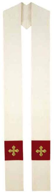 Cream Clergy Overlay Stole with Gold Crosses
