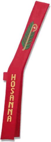 HOSANNA WITH PALM AND STAFF ON RED DEACON STOLE