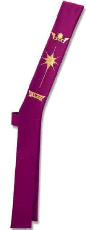 CRIB, CROWN AND STAR ON PURPLE DEACON STOLE