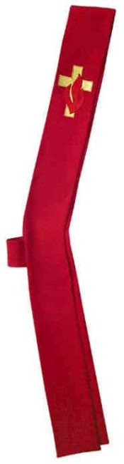 CROSS AND FLAME ON RED DEACON STOLE