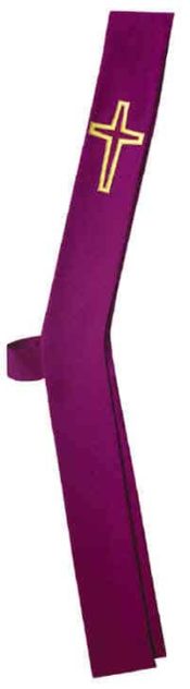 LAUDIAN CROSS ON PURPLE DEACON STOLE