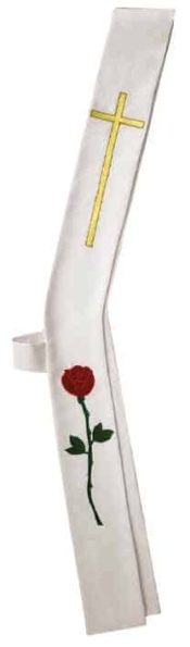 LIFE ROSE - WHITE WITH RED Deacon Stole