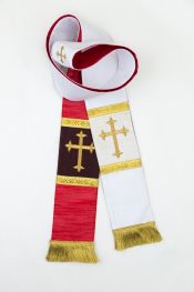Raw Silk look Reversible Clergy Stole Red/White