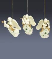 3" PORCELAIN ANGEL ORNAMENT WIT H SHAMROCK SET OF 3