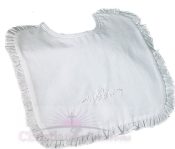 Cotton Embroidered Christening Bib with Ruffles