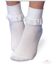 First Communion Anklets with Eyelet Lace