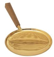 Gold Plated Communion Paten with Walnut Handle