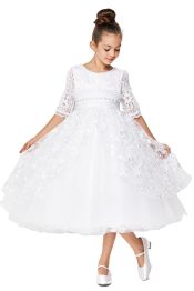 First Communion Dress with Heavily Embellished Bodice