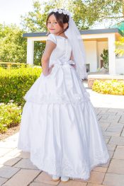 First Communion Dress Satin With Double Satin Skirt Ankle Length