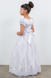 First Communion Dress Satin with Beads and Lace