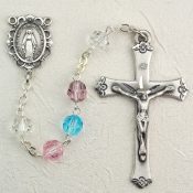 MULTI CRYSTAL TIN CUT ROSARY BEADS 6mm Pewter or SS