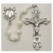 Genuine Mother of Pearl Rosary Beads 5mm Pewter or Sterling Silver