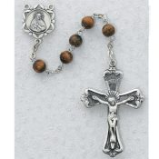 Tiger Eye Rosary Beads 6mm Pewter or Sterling Silver