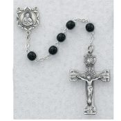 Black Onyx Rosary Beads 5mm Pewter or Sterling SIlver