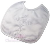 Boys Satin Christening Bib with Celtic  Cross
