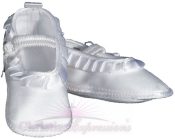 Girls Satin Christening Shoe with Pleated Ribbon