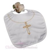 Christening Bib With Large Gold Cross
