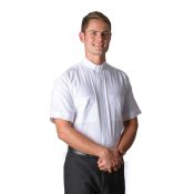 White Tab Collar Men's Clergy Shirt Short Sleeves