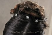 First Communion Hairpins w/Rhinestone Flowers