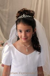 First Communion Rhinestone Tiara with Scallop Design