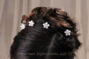First Communion Hairpins w/Pearl Flowers