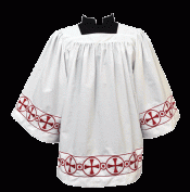 Cotton Blend Clergy Surplice with Cross Banding