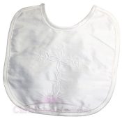 Boys Silk Dupioni Christening Bib with Embroidered Cross