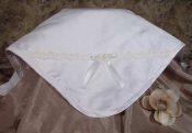 Silk Dupioni Christening Blanket with Venise Trim and Bow