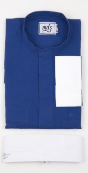 Clergy Shirt-Tab Collar Blue Long Sleeve