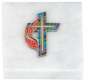 United Methodist Stained Glass Cross Paperweight
