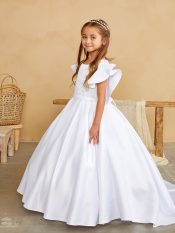 Satin First Communion Gown with Lace Bodice