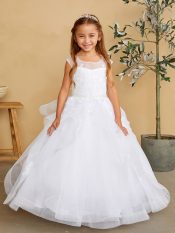 Lace Glitter First Communion Dress with Horse Hair Skirt
