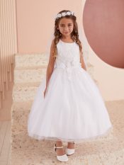 3D Lace Flowers First Communion Dress