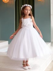 First Communion Dress 3D Flowers Along Waist