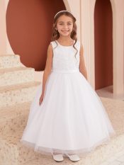 First Communion Dress with Pearl Bodice