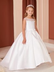 Classic Satin with Pleats First Communion Dress with Train