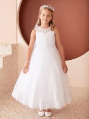 Gorgeous First Communion Dress with Floral Lace Hem Design
