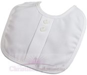 Boys Gabardine Christening Bib with Button Accent