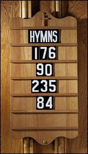 Wall Mount Church Hymnal Board Pecan Stain