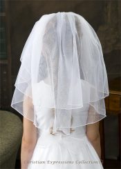 First Communion Veil Two Tier with Scattered Pearls