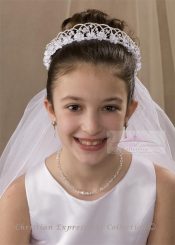 First Communion Crown Veil with Dainty Flowers 2