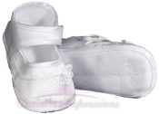 Girls Satin Christening Shoes with Celtic Cross