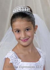 FIrst Communion Crown Tiara with Large Pearls