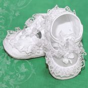 Girl's Christening Shoe w/White Shamrock