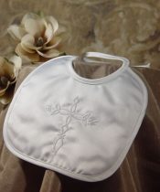 Boys Matte Satin Bib with Embroidered Cross