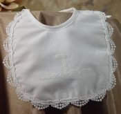 Girls Polycotton Bib with Screened Cross and Venise Edge