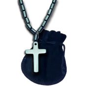 Beaded Hematite Cross Necklace